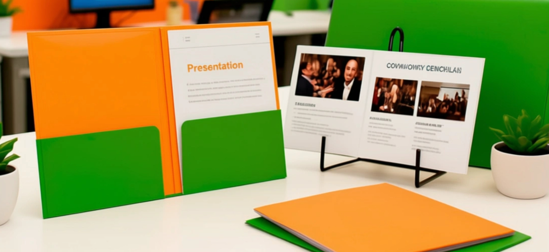 Custom printing solutions for presentation folders and inserts.